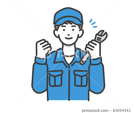 汽車機械師用扳手擺出膽量姿勢的全身矢量圖 材料/維護/車輛檢查/維修 83054341