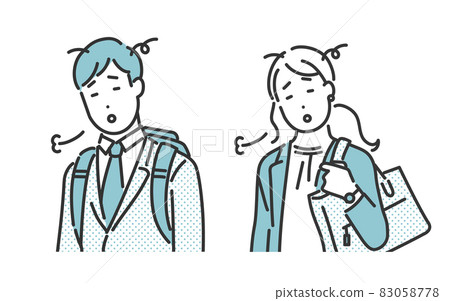 Image illustration material of a business person who sighs with a tired expression 83058778