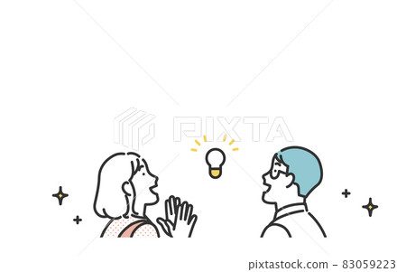 Image illustration material of a double-income couple who inspired the solution Image illustration material of a double-income couple who inspired the solution 83059223