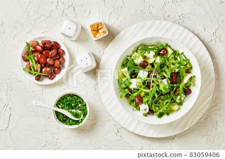 broad bean, feta cheese, rocket and cucumber salad broad bean, feta cheese, rocket and cucumber salad 83059406
