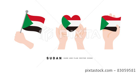 [蘇丹] 手和國旗圖標矢量圖 83059581