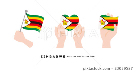 [津巴布韋] 手和國旗圖標矢量圖 83059587