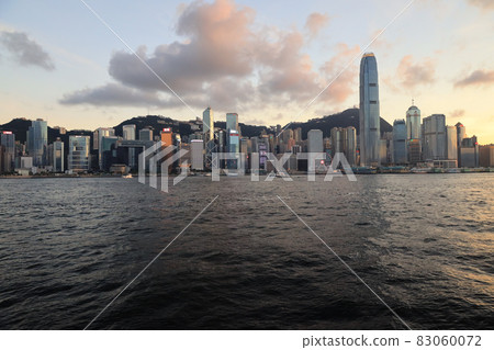 the Victoria Harbour at sunset , hong kong  22 May 2021 83060072