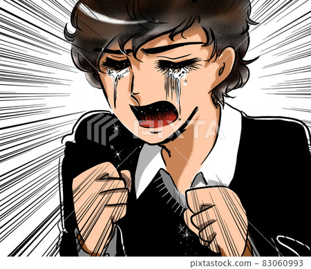 70年代少女漫畫 自然燙髮的帥哥抱拳哭泣 83060993