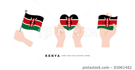 [Kenya] hand and national flag icon vector illustration 83061482