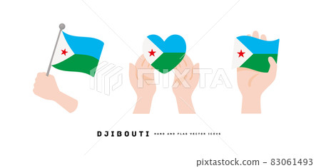 [Djibouti] hand and national flag icon vector illustration 83061493