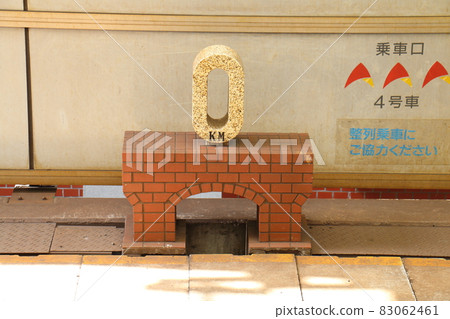 Marunouchi, Chiyoda-ku, Tokyo Tokyo Station No. 1 Chuo Main Line Zero Kilometer Post Brick base with the image of a brick station building 83062461