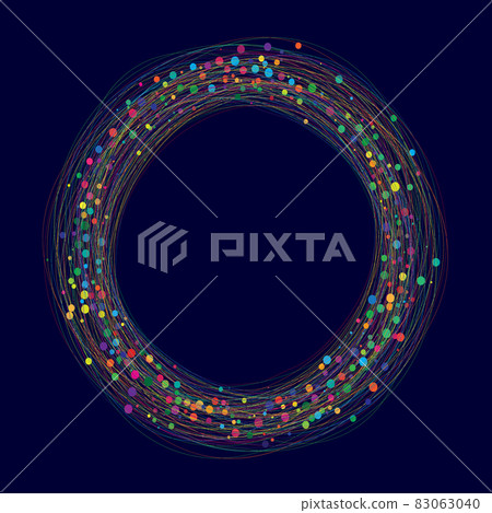 Random circles like letter O. Magic fiber with confetti. Random circles like letter O. Magic fiber with confetti. 83063040
