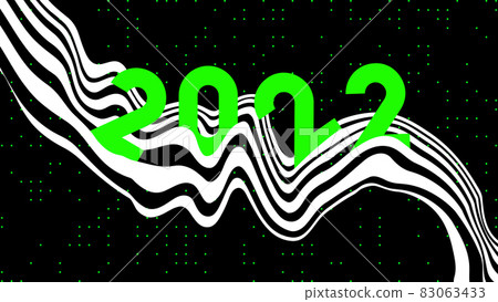 Abstract wavy lines typography 2022. Happy New Year card. Abstract wavy lines typography 2022. Happy New Year card. 83063433