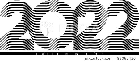 Abstract wavy lines typography 2022. Happy New Year card. 83063436