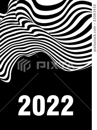 Abstract wavy lines typography 2022. Happy New Year card. 83063438