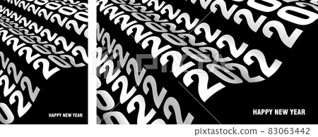Abstract wavy lines typography 2022. Happy New Year card. Abstract wavy lines typography 2022. Happy New Year card. 83063442