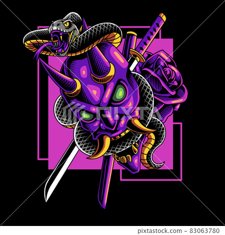 Devil head with snake mascot logo 83063780