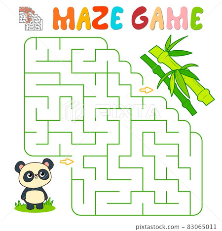 Maze puzzle game for children. Maze or labyrinth game with panda. Maze puzzle game for children. Maze or labyrinth game with panda. 83065011
