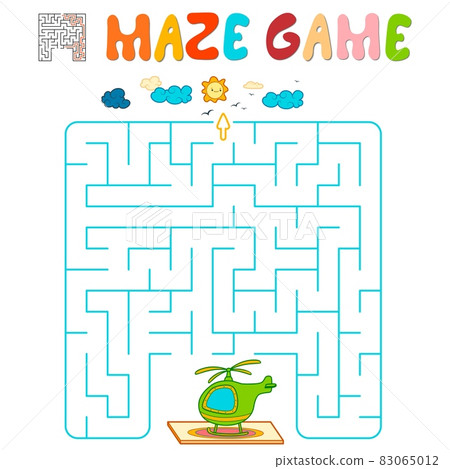 Maze puzzle game for children. Maze or labyrinth game with helicopter. Maze puzzle game for children. Maze or labyrinth game with helicopter. 83065012