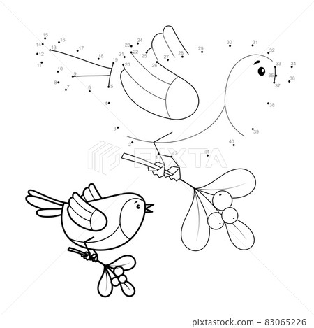 Dot to dot Christmas puzzle for children. Connect dots game. Bird Dot to dot Christmas puzzle for children. Connect dots game. Bird 83065226