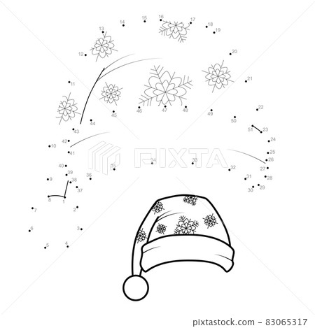 Dot to dot Christmas puzzle for children. Connect dots game. Santa hat 83065317