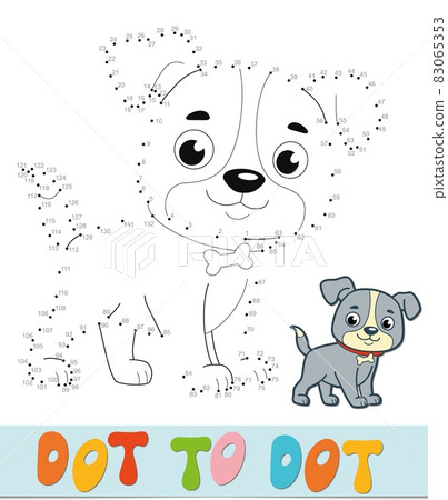 Dot to dot puzzle. Connect dots game. dog illustration Dot to dot puzzle. Connect dots game. dog illustration 83065353