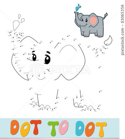 Dot to dot puzzle. Connect dots game. elephant illustration Dot to dot puzzle. Connect dots game. elephant illustration 83065356