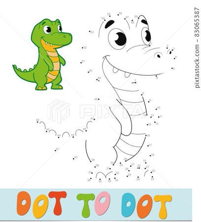 Dot to dot puzzle. Connect dots game. crocodile illustration 83065387