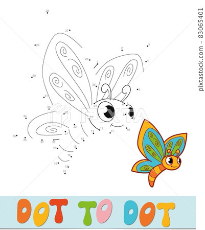 Dot to dot puzzle. Connect dots game. butterfly... - Stock Illustration ...
