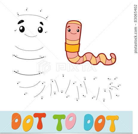 Dot to dot puzzle. Connect dots game. worm illustration Dot to dot puzzle. Connect dots game. worm illustration 83065402