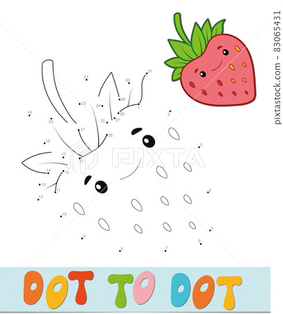 Dot to dot puzzle. Connect dots game. Strawberry illustration Dot to dot puzzle. Connect dots game. Strawberry illustration 83065431