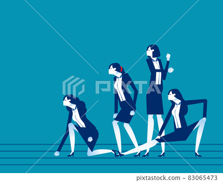 Business and partner team are preparing to run on the track. Business cartoon vector style 83065473
