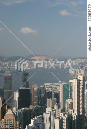 Hong Kong city skyline view from harbor with skyscrapers 16 July 2005 83065679