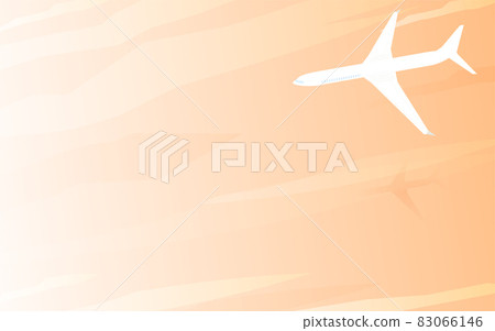 An airplane flying over the sea of clouds at sunrise 83066146