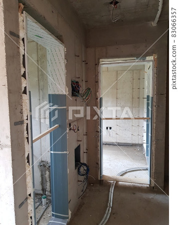 Construction site, interior, residence, door frame, space 83066357