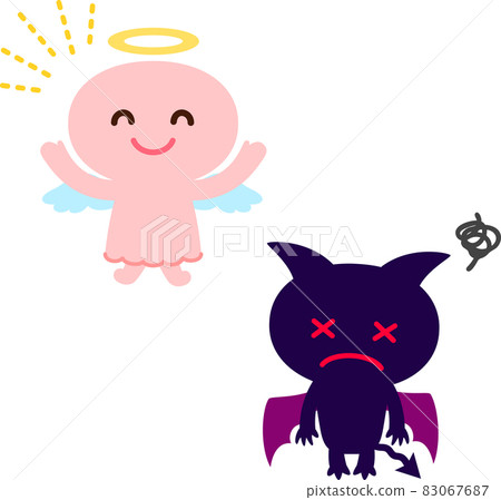 Energetic angel and weakened devil character 83067687