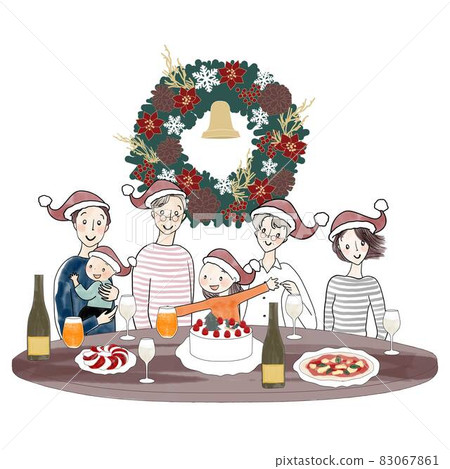 Three generation family having a Christmas party 83067861