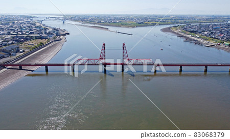 築後川登橋的無人機鳥瞰圖 83068379