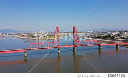 築後川登橋的無人機鳥瞰圖 築後川登橋的無人機鳥瞰圖 83068380