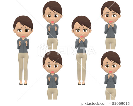 [Surprised A] Black woman shirt ponytail front 83069015