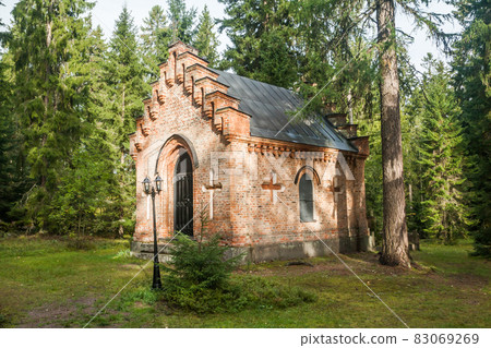 Old chapel at Wrede family cemetery. 18 September 2018 - Anjala, Kouvola, Finland. Old chapel at Wrede family cemetery. 18 September 2018 - Anjala, Kouvola, Finland. 83069269