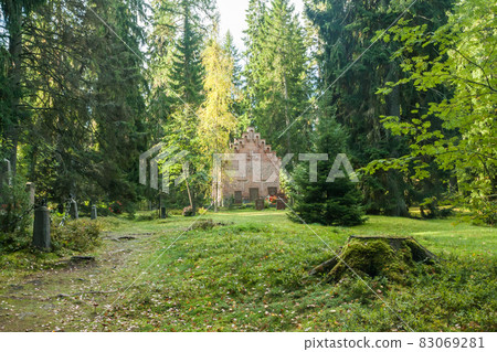 Old chapel at Wrede family cemetery. 18 September 2018 - Anjala, Kouvola, Finland. Old chapel at Wrede family cemetery. 18 September 2018 - Anjala, Kouvola, Finland. 83069281