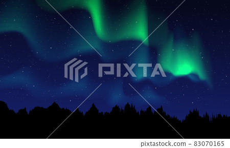 Realistic northern lights, Night sky and amazing polar lights vector illustration. 83070165