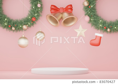 3d Display Podium for product and cosmetic presentation with Merry Christmas and Happy new year concept. Modern geometric. Platform for mock up and showing brand. Minimal clean design. 3d Display Podium for product and cosmetic presentation with Merry Christmas and Happy new year concept. Modern geometric. Platform for mock up and showing brand. Minimal clean design. 83070427