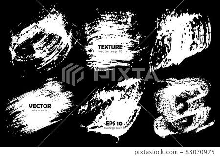Set Brush Shape Vector Strokes White color isolated on Black background. Hand painted grange elements. Messy artistic design . Place for text, quote Set Brush Shape Vector Strokes White color isolated on Black background. Hand painted grange elements. Messy artistic design . Place for text, quote 83070975