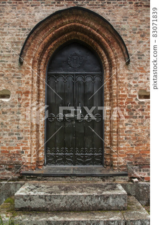 Door of old chapel at cemetery in Finland. Door of old chapel at cemetery in Finland. 83071839