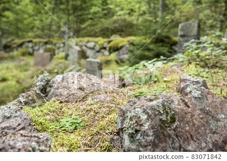 Old semetery in Finland with grave crosses and stones. Old semetery in Finland with grave crosses and stones. 83071842
