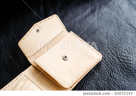 Genuine leather bifold card bill wallet on black 83072147