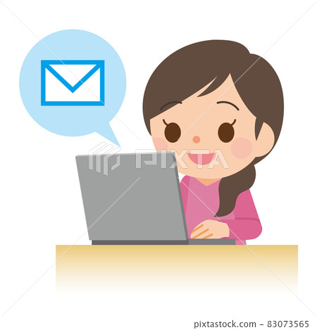 Woman checking email on laptop Woman checking email on laptop 83073565