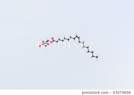Molecule of mannide monooleate, isolated molecular model. 3D rendering 83074686