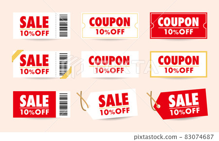 Sale item Red discount coupon Bargain bill illustration material set 83074687