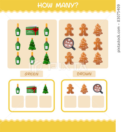 How many cartoon christmas. Counting game. Educational game for pre shool years kids and toddlers 83075409