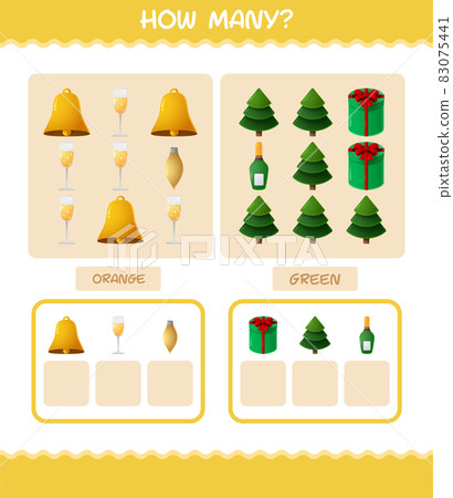 How many cartoon christmas. Counting game. Educational game for pre shool years kids and toddlers 83075441