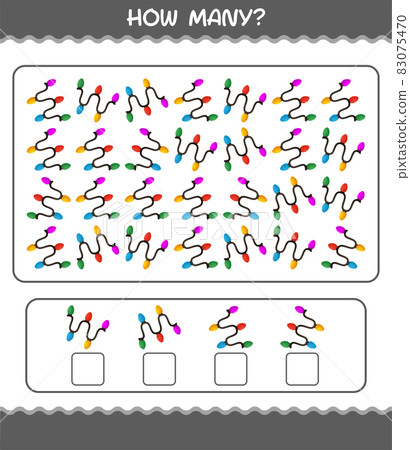 How many cartoon string light. Counting game. Educational game for pre shool years kids and toddlers How many cartoon string light. Counting game. Educational game for pre shool years kids and toddlers 83075470